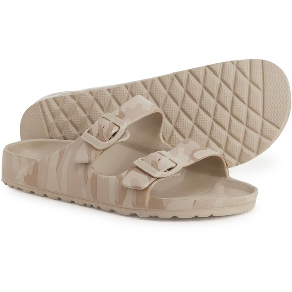 Mia Toulon Womens Sandals Shoes 9 Camo Slip On Arch Support Dual Buckle New - Picture 2 of 10